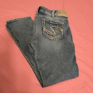 Silver Jeans Suki Mid Slim W34/L31 Blue Denim Jeans Distressed